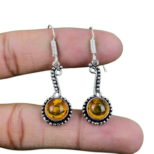 925เงินแท้แฮนด์เมดพลอยอำพันสปินเนอร์ต่างหู925เงินประทับเครื่องประดับต่างหูธรรมชาติ - Product Image 1