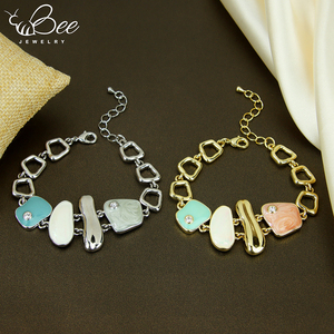 2026 Italian 14k Gold Silver Color Crystal Bracelet Europe Custom Vintage Natural Resin Handmade Chains Bracelets For Party - Product Image 4