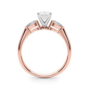 Anillo de compromiso de estilo de tres piedras con diamantes cortados en forma de corazón y pera para ella/mujer - Product Image 3