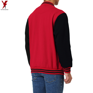Veste de baseball pour hommes avec impression personnalisée et caractéristique chauffante Vestes universitaires à manches longues en lettres unies rouges et noires Vêtements d'extérieur pour hommes - Product Image 6
