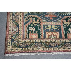 Alfombra turca Vintage tradicional, diseño de retazos verdes y azules, rectángulo de lana de 4x10/7 pies para decoración para sala de estar para adolescentes - Product Image 5