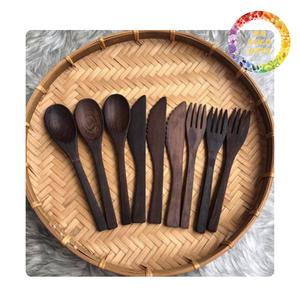 ชุดช้อนและส้อมมะพร้าว | เป็นมิตรกับสิ่งแวดล้อมและทำความสะอาดง่าย | ไอเดียของขวัญน่ารัก - Product Image 1