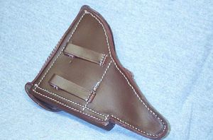 Funda táctica original de cuero de vaca de alta calidad en marrón y negro para uniformes de seguridad con 6X de gran aumento - Product Image 4