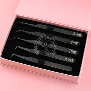 คีมหนีบขนตาแบบโค้งงอสุดคลาสสิก5ชิ้นทำจากสแตนเลสสตีลมีเพชร - Product Image 5