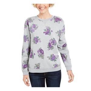 Felpa da Donna Karen Scott Grigia con Stampa Floreale, Taglia XS, in Tessuto di Seta Traspirante, Stile Hip Hop con Logo Ricamato - Product Image 1