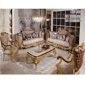 Juego de Sofás de Madera de Teca de Lujo para 8 Personas, Estilo Moderno y Lujoso, para Sala de Estar Profesional, India - Product Image 1