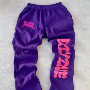 Nouveau pantalon pour hommes personnalisé lavé bouffée impression Streetwear pantalons de survêtement 100% coton français éponge Baggy hommes pantalon pantalons de survêtement Joggers - Product Image 3