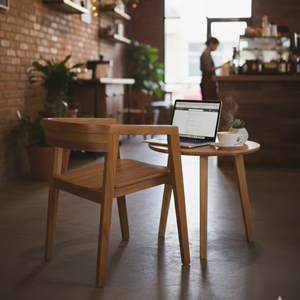 SOLOBEAT Modern Eco-Friendly Sculpted Solid Teak <b>Restaurant</b> Lounge Chair Premium Handcrafted Outdoor Dining <b>Furniture</b> - Product Image 1