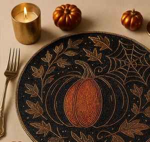 Beaded <b>Placemat</b> Handmade <b>Round</b> Charger for Luxury Dining & Holiday Decor Unique Piece Handmade Beaded, <b>Placemat</b>, Housewarming - Product Image 2