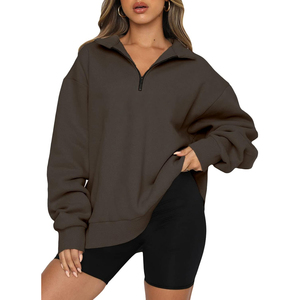 Sudaderas de manga larga con media cremallera para mujer de calidad superior 2024, venta al por mayor personalizada con tela de punto con logotipo frontal - Product Image 6