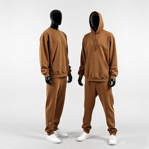 Conjunto de Sudadera con Capucha Gruesa de Algodón Pesado para Hombre, Otoño Invierno, Ropa Deportiva Unisex, Chándal Informal, Atuendo Esencial Cómodo - Product Image 1