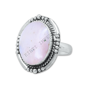 Anillos de plata de diseño pesado Piedra preciosa de ópalo Rosa natural Elaborada en plata de ley 925 Bisel de forma ovalada Anillos hechos a mano al por mayor - Product Image 2