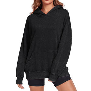 Sudadera Extra Grande de Estilo Vintage con Lavado Ácido, 400GSM, Hombros Caídos, Bolsillos Tipo Canguro, OEM, para Mujer, Uso Diario - Product Image 5