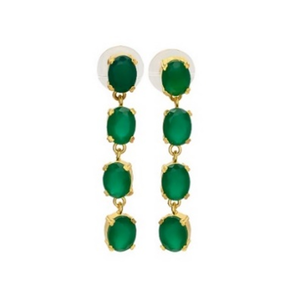 Pendientes de plata de ley 925 con forma ovalada, Gema de ónix verde, novedad - Product Image 1