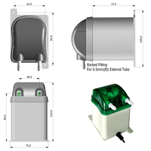 1000ml Peripump, 24V Peristaltic Dosing <b>Pump</b> with Exchangeable <b>Pump</b> Head in <b>Green</b>, and Santoprene 271-73 Peristaltic Tube - Product Image 4