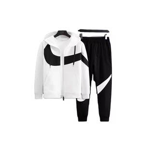 Venta al por mayor de alta calidad de talla grande Unisex cortavientos sudaderas con capucha pantalones Jogging tren logotipo personalizado transpirable ropa deportiva de los hombres - Product Image 2