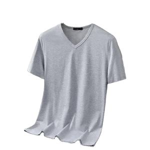 Camiseta de Manga Corta de Seda de Hielo para Hombre, Estilo Veraniego, Cuello en V, Color Negro Puro, Secado Rápido, Media Manga, para Jóvenes - Product Image 2