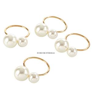 Anneaux de serviette en métal de qualité supérieure plaqués or de haute qualité, avec des boules argentées brillantes et polies, aspect attrayant, à prix impressionnant - Product Image 1