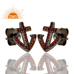 ต่างหูพลอยโกเมนธรรมชาติเงินสเตอร์ลิงขายดีที่สุดผู้ผลิตเครื่องประดับตามสั่ง - Product Image 2