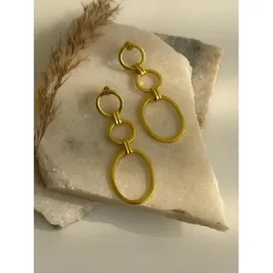 SOUMYA CREATIONS - Pendientes Geométricos de Moda para Mujer, Hechos a Mano en la India, Chapados en Oro, Regalo - Product Image 3