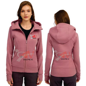 Sweat à capuche pour femmes personnalisé de haute qualité avec col à capuche zippé Matériau flexible pour une utilisation en hiver Logo d'impression personnalisé - Product Image 3