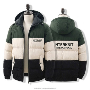 Blouson matelassé décontracté unisexe en polyester/coton épais et chaud avec capuche, style nouveau, patchwork enduit, vente en gros du fabricant - Product Image 1