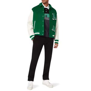 Veste de baseball en cuir sur mesure à épaules tombantes Mode masculine Veste varsity décontractée Coupe ajustée Bomber pour homme - Product Image 2
