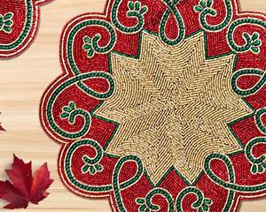 ที่ชาร์จทรงกลมทำด้วยมือสำหรับการรับประทานอาหารสุดหรูและของตกแต่งวันหยุดลูกปัดทำมือไม่เหมือนใครที่รองจานบนเฟอร์นิเจอร์บ้าน - Product Image 3