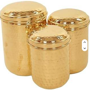 Elegante juego de recipientes martillados de latón Contenedores de almacenamiento Premium para cocina Diseño tradicional - Product Image 2