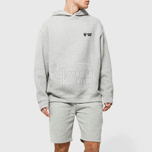 OEM Casual Men's Hoodie Shorts <b>Set</b> Best Cotton Made Plus Size Summer Solid Printed Pattern for Sale - Product Image 4