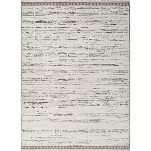 Zuri Ivory Wool <b>Rugs</b> AKWL-1731 Hand Knotted Striped Pattern Living Carpet for Entryway Hallway Rectangle Puzzle Design for Home - Product Image 1