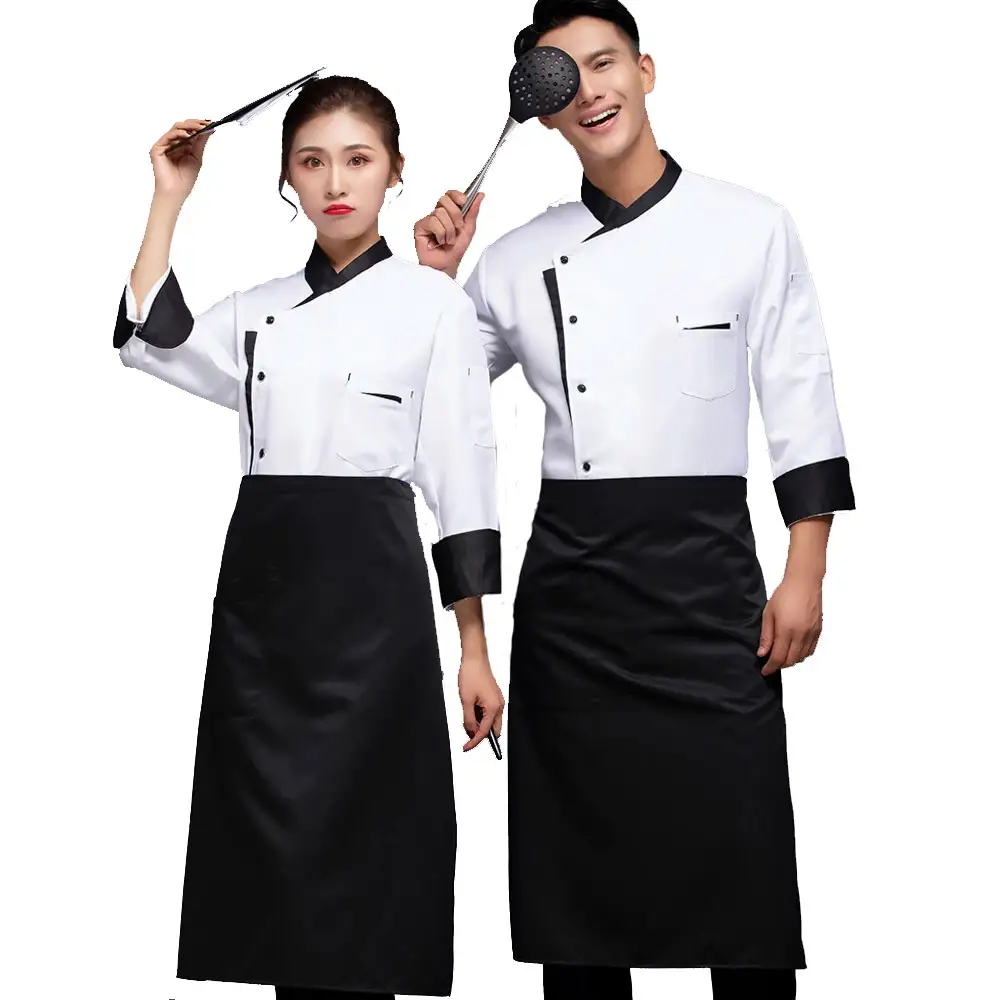 Moda Chef Uniformes Hotel Chef Casaco Uniforme Poliéster Algodão Lona Oem Serviço Personalizado Chef Personalizado Uniforme