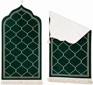 Wholesale <b>Green</b> <b>Velvet</b> Prayer Mat Luxury Janamaz Sejjadah Non-Slip Muslim Carpet Islamic Gift - Product Image 2