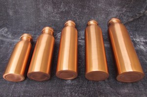 Handcrafted Modern Eco-Friendly Pure Copper Large Capacity Drinking Water <b>Bottle</b> Natural Copper <b>Flask</b> Lid for Home Yoga Travel - Product Image 3