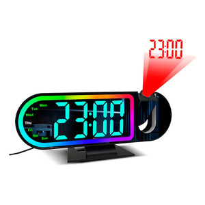Réveil numérique projecteur LED RGB multicolore - Chambre à coucher moderne - Contrôle tactile - Alimentation CA - Product Image 2