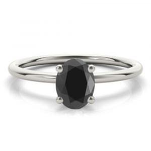 Anillo de compromiso de forma ovalada de diamante Moissanite negro Anillo personalizado de plata esterlina 925 - Product Image 2