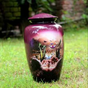 Premium Handmade Blue Metal Urn for Pet <b>Baby</b> Ashes Custom Funeral Keepsake Decorative Urn - Product Image 3