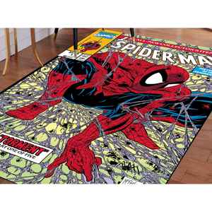 Tapis imprimé super-héros : motif Spiderman pour chambre d'enfant, tapis en chenille - Product Image 1