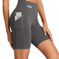 Shorts de yoga taille haute pour femmes, extensibles dans quatre directions, en Spandex/Nylon, design rehausseur de fessiers, poches latérales - OEM Sports Fitness