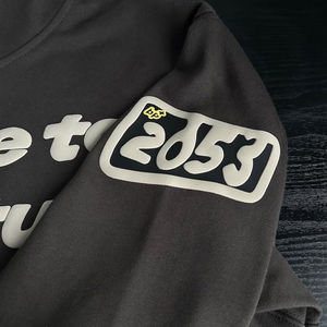 Sudadera con Capucha de Manga Larga para Hombre, Invierno 2025, 100% Algodón, Estampado Puff, Bordado, con Bolsillo, Estilo Urbano, Gruesa, 2 Piezas - Product Image 4