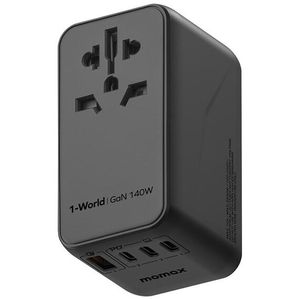 Adaptador de Viaje MOMAX UA16 con Carga Rápida, 1 Puerto PD140W GaN, para Viajes Internacionales - Product Image 1