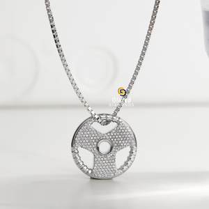 Colgantes de joyería fina en forma de rueda de encanto completamente helados con diamantes cultivados en laboratorio de corte brillante redondo en plata de ley 925 - Product Image 1