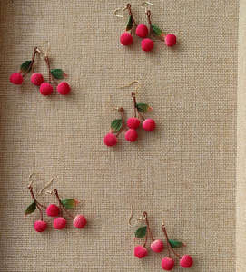 Handcrafted, Fashionable, and Compact Fruit-patterned Crocheted Earrings and Eardrops - Product Image 5