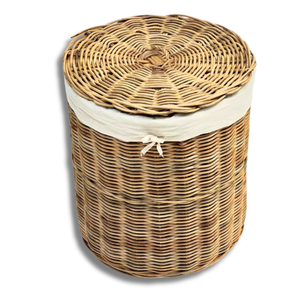 CESTA DE RATÁN A MANO Ecológica Premium con Tapa y Forro de Algodón Ideal para Organizar Almacenamiento Organizador de Lavandería Decoración del Hogar - Product Image 1