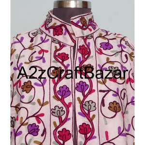 Veste en velours tricoté à fleurs élégante brodée à la main, vestes pour femmes imprimées, doublure en coton, écologique, respirante - Product Image 3