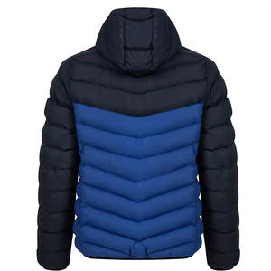Chaqueta acolchada con capucha de dos tonos azul marino y azul ligero elegante para uso activo y ropa casual chaquetas acolchadas al por mayor - Product Image 2