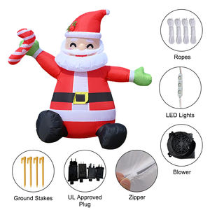 ซานตาคลอสเป่าลมขนาด 5 ฟุต นั่งถือไม้เท้าขนมหวาน พร้อมไฟ LED สำหรับตกแต่งสวนกลางแจ้ง โรงงาน - Product Image 6