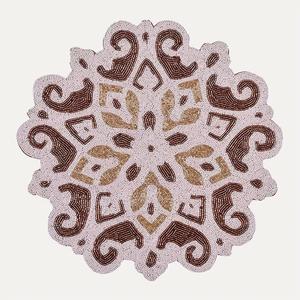 Tapis de table en perles de verre crème et rectangulaire fait à la main Plaque de présentation décorative de haute qualité pour les mariages - Product Image 1