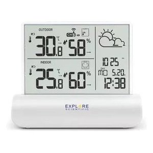 Station météo numérique intérieure/extérieure avec thermomètre, hygromètre, prévisions et horloge, couleur blanche - Product Image 1
