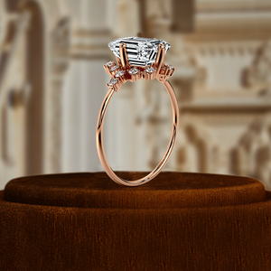 Anillo de Compromiso con Diamante Cultivado en Laboratorio de 1 Quilate, Corte Esmeralda, Anillo de Boda con Engaste en Racimo, Oro Sólido de 14K, Anillo Nupcial Certificado por IGI - Product Image 4